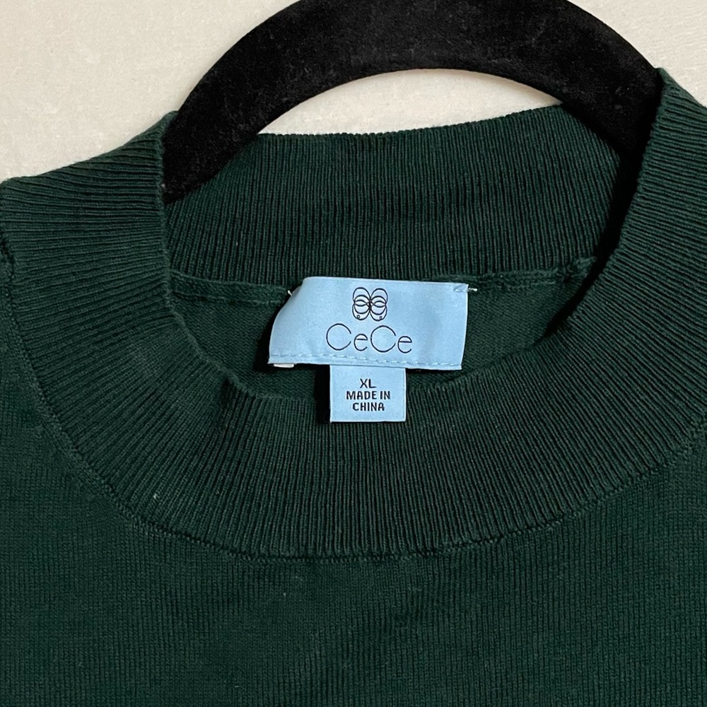CeCe Elegant Green Women's Top Sheer Long Sleeve Blouse Size XL - Picture 7 of 7